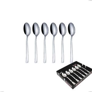 Duna Set of 6 Coffee Spoons in Showcase Packaging, Polished Stainless Steel (Aisi 304)