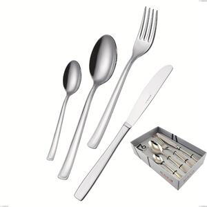 Duna 16-piece cutlery set in showcase box with economical knife, Polished stainless steel (Aisi 304)