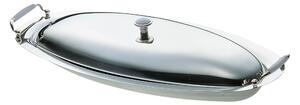 LORY 60 cm Polished Stainless Steel Fish Kettle with Stainless Steel Lid and Grey Mother-of-Pearl ABS Handles