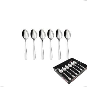 Set of 6 Eco Coffee Spoons in Display Packaging, Stainless Steel Aisi 430 Nickel Free Polished Cutlery, 1.5 mm Thickness eco