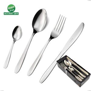 ECO 24 Piece Cutlery Set in 18/C Mirror Polished Stainless Steel 1.5 mm Thick Nickel Free