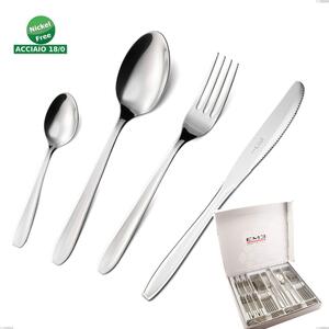 24-Piece Eco Cutlery Set in Case, Eco Nomico Knife, Nickel-Free AISI 430 Stainless Steel Polished Cutlery, 1.5 mm Thickness