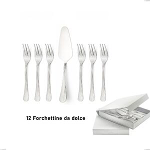 Eden Dessert Cutlery Set 13 Pieces, Small Forks and Cake Server in Book Style Box, Stainless Steel 18.10 (AISI304), 3.0 mm Thickness