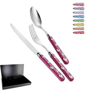 24-Piece EROS Cutlery Set in 18/10 Stainless Steel with Rounded Nylon Handle in Wooden Case