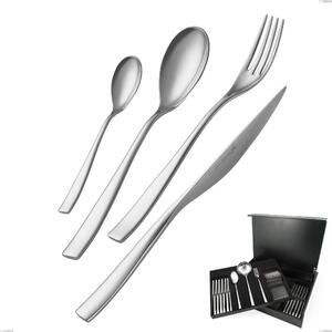 75-piece Cutlery Set in Wooden Case, Economic Etoile Inox Knife, 18/10 (AISI304), 4 mm Thickness, Mirror Polished Stainless Steel Finish