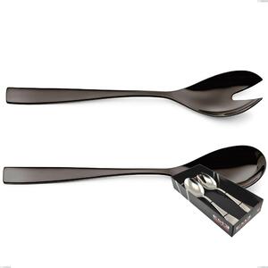 EtoIle PVD Black 2 Piece Salad Set in Display Box, Polished 18/10 Stainless Steel, 4 mm Thickness, PVD Black