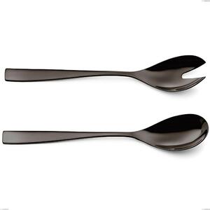 EtoIle PVD Black Salad Cutlery, Polished 18/10 Stainless Steel, 4 mm Thickness, 260 mm Length, PVD Black