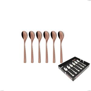 Set of 6 Etoile PVD Chocolate Mocha Spoons in Display Box, Polished 18/10 Stainless Steel, 4 mm Thickness, PVD Chocolate