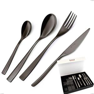 EtoIle PVD Black 24-piece cutlery set in panoramic packaging with book closure, Polished 18/10 stainless steel, 4 mm thickness, PVD black