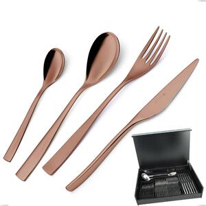 51-Piece Etoile PVD Chocolate Cutlery Set in Wooden Case, Polished 18/10 Stainless Steel, 4 mm Thickness, PVD Chocolate