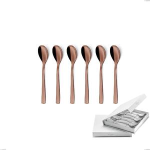 Set of 6 Etoile PVD Chocolate coffee spoons in book-style box, 18/10 polished stainless steel, 4 mm thickness, PVD chocolate