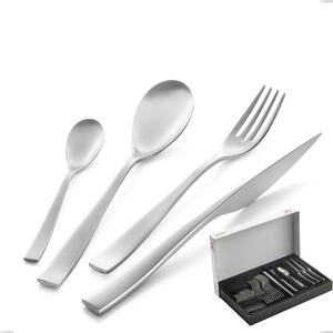 Etoile Sandblasted 30-Piece Cutlery Set in Panoramic Packaging, Sandblasted Stainless Steel 18/10 (AISI304) Etoile Sandblasted