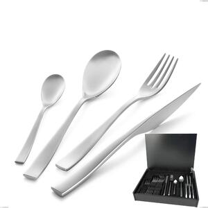 ETOILE Sandblasted 24 pieces cutlery set in polished 18/10 stainless steel 4 mm thickness in Wooden Case