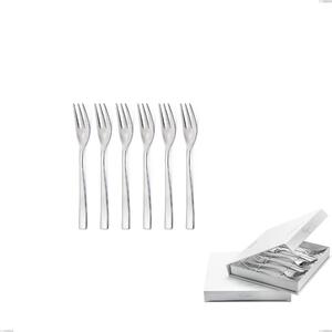 Set of 6 Etoile Sandblasted Pastry Forks in a Book-style Box, Stainless Steel 18/10 18/10 (AISI304) Sandblasted