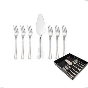 Set of 7 Dessert Cutlery, Small Forks and Dessert Spatula Euro in Display Box, 18/10 (AISI304), 2.00 mm Thickness