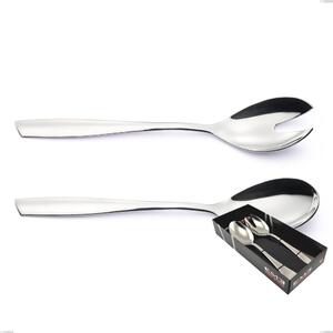 Eleven 2-Piece Salad Set in Display Box, (18.10 AISI 304 Stainless Steel), 2.5 mm Thickness, Mirror Polish Finish