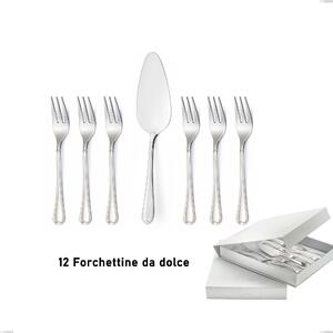 13-piece dessert cutlery set, small forks and dessert spatula Euro in book-style case, 18/10 (AISI304), 2.00 mm thickness