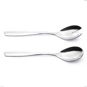 Eleven Salad Cutlery Pair, (18.10 aisi304 stainless steel), 2.5 mm thickness, 253 mm length, mirror polished stainless steel