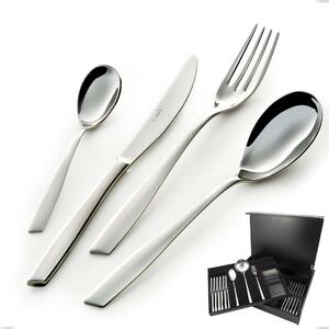 75-Piece Eleven Cutlery Set in Wooden Case, (18.10 AISI 304 Stainless Steel), 2.5 mm Thickness with Mirror Polish Finish