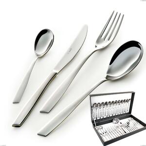 Eleven 51-piece cutlery set in canteen box, (18.10 aisi304 stainless steel), 2.5 mm thickness mirror polish finish