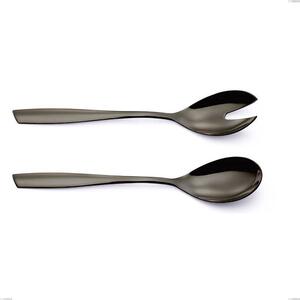 Stainless Steel 18/10 PVD Black Eleven Salad Cutlery Set, Length 253 mm, Thickness 2.5 mm, Black