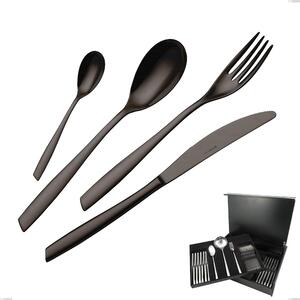 75-piece Cutlery Set in Wooden Case Eleven PVD Black, Stainless Steel 18.10, Thickness 2.5 mm