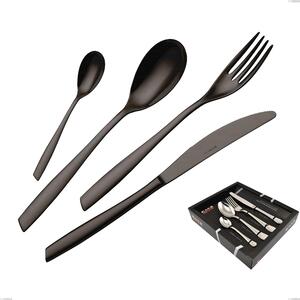 Eleven PVD Black 24 Piece Cutlery Set in Showcase Box, Stainless Steel 18.10, 2.5 mm Thickness