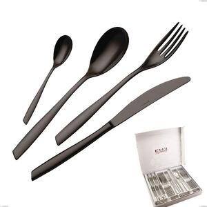 Eleven PVD Black 24 pieces cutlery set in box, Stainless steel 18.10, thickness 2.5 mm