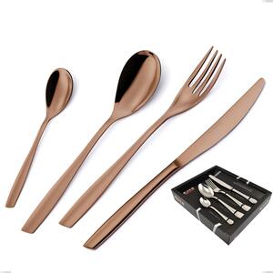 ELeven PVD Chocolate 24 Piece Cutlery Set in Showcase Packaging, Polished 18/10 Stainless Steel, 2.5 mm Thickness, PVD Chocolate