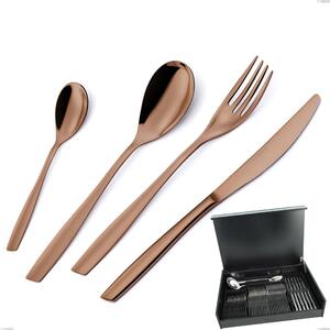 51-Piece ELeven PVD Chocolate Cutlery Set in Wooden Case, 18/10 Polished Stainless Steel, 2.5 mm Thickness, PVD Chocolate