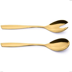 Eleven PVD Gold Salad Cutlery Pair, Polished 18/10 Stainless Steel, 2.5 mm Thickness, Gold PVD