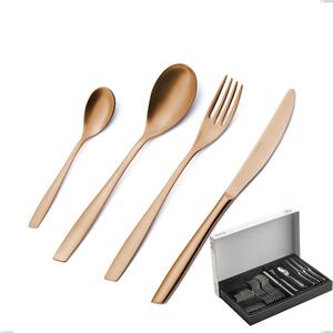 Eleven Rose Burnished Glossy 30 Piece Cutlery Set in Panoramic Packaging, Stainless Steel 18/10 (AISI 304), 2.5 mm Thickness
