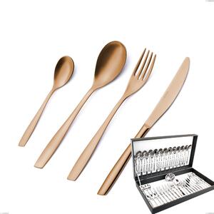 51-Piece Eleven Rose Burnished Glossy Cutlery Set in Canteen Box, Stainless Steel 18/10 (AISI 304), 2.5 mm Thickness