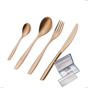 75-Piece Cutlery Set in Gift Case Eleven Rose Burnished Glossy, Stainless Steel 18/10 (AISI 304), 2.5 mm Thickness