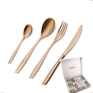 Eleven rose burnished glossy 24 pieces cutlery set in box, Stainless steel 18/10 (AISI 304), thickness 2.5 mm