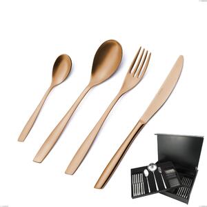 75-Piece Cutlery Set in Wooden Case Eleven Rose Burnished Polished, Stainless Steel 18/10 (AISI 304), 2.5 mm Thickness