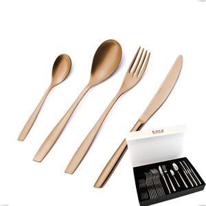Eleven rose burnished glossy 24 piece cutlery set in panoramic packaging with book closure, Stainless Steel 18/10 (AISI 304), thickness 2.5 mm