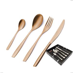Eleven rose brunita lucida 24-piece cutlery set in display box, Stainless Steel 18/10 (AISI 304), 2.5 mm thickness