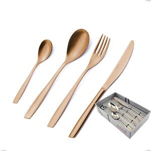 Eleven Rose Burnished Polished 16-Piece Cutlery Set in Showcase Box, Stainless Steel 18/10 (AISI 304), 2.5 mm Thickness