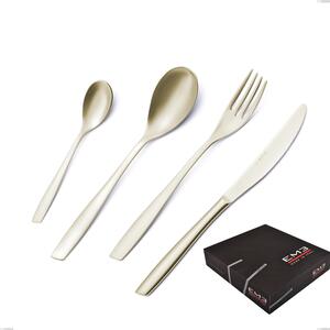 Eleven PVD Champagne 49-piece cutlery set in gift box, sandblasted 18/10 stainless steel, 2.5 mm thickness, champagne PVD