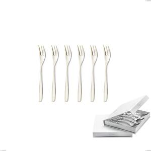 Eleven PVD Champagne Set of 6 Dessert Forks in Book-style Box, Sandblasted 18/10 Stainless Steel, 2.5 mm Thickness, PVD Champagne