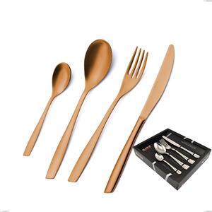 Eleven Sahara Brunita Sabbiata Cutlery Set 24 Pieces Stainless Steel 18.10 AISI304 2.5 mm in Display Package