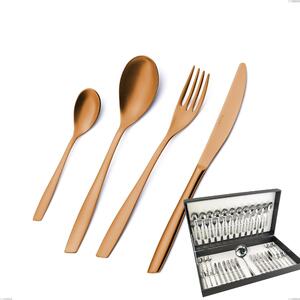 Eleven Sahara Brunita Sabbiata 49-piece Cutlery Set in Mess Hall Box, Sandblasted Burnished Finish, Stainless Steel 18/10 (AISI 304), Thickness 2.5 mm