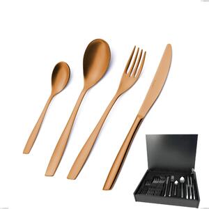 24-Piece Cutlery Set in Wooden Case Eleven Sahara 2.5 mm Burnished Sandblasted, Stainless Steel 18/10 (AISI 304), Thickness 2.5 mm