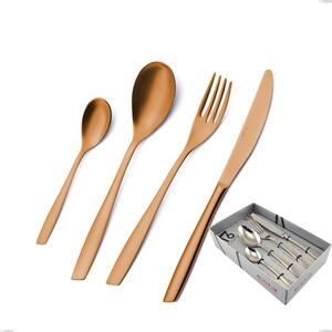 Sixteen-Piece Cutlery Set Eleven Sahara Brunita Sabbiata in Showcase Box, Eleven Sahara 2.5 mm Brunita Sabbiata, Stainless Steel 18/10 (AISI 304), Thickness 2.5 mm
