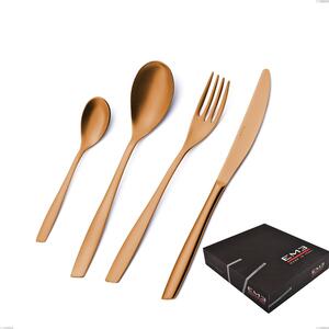 Eleven Sahara Brunita Sabbiata 49 Piece Cutlery Set in Gift Box, 2.5 mm Sandblasted Burnished, Stainless Steel 18/10 (AISI 304), Thickness 2.5 mm