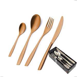 Eleven Sahara Brunita Sabbiata 24-Piece Cutlery Set in Space-Saving Packaging, Sandblasted Burnished Finish, Stainless Steel 18/10 (AISI 304), 2.5 mm Thickness