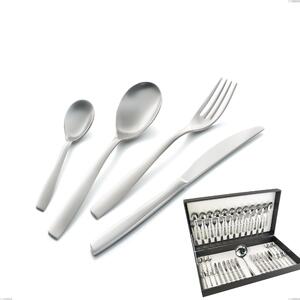Eleven Sandblasted 49 Piece Cutlery Set in Canteen Box, 18-10 Sandblasted Steel