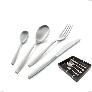 ELEVEN Sandblasted Cutlery Set 24 Pieces Stainless Steel 18.10 AISI304 2.5 mm in Display Case