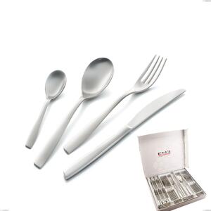 Eleven Sandblasted 24 Piece Cutlery Set in Box, 18-10 Brushed Steel